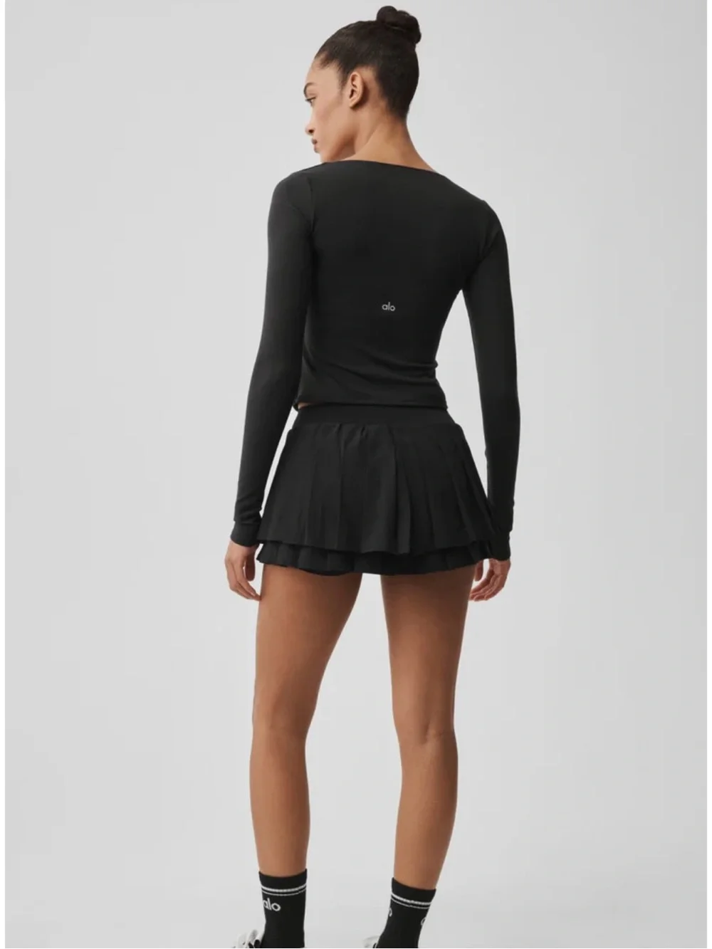 ALO Yoga Black Pleated Mini Skort